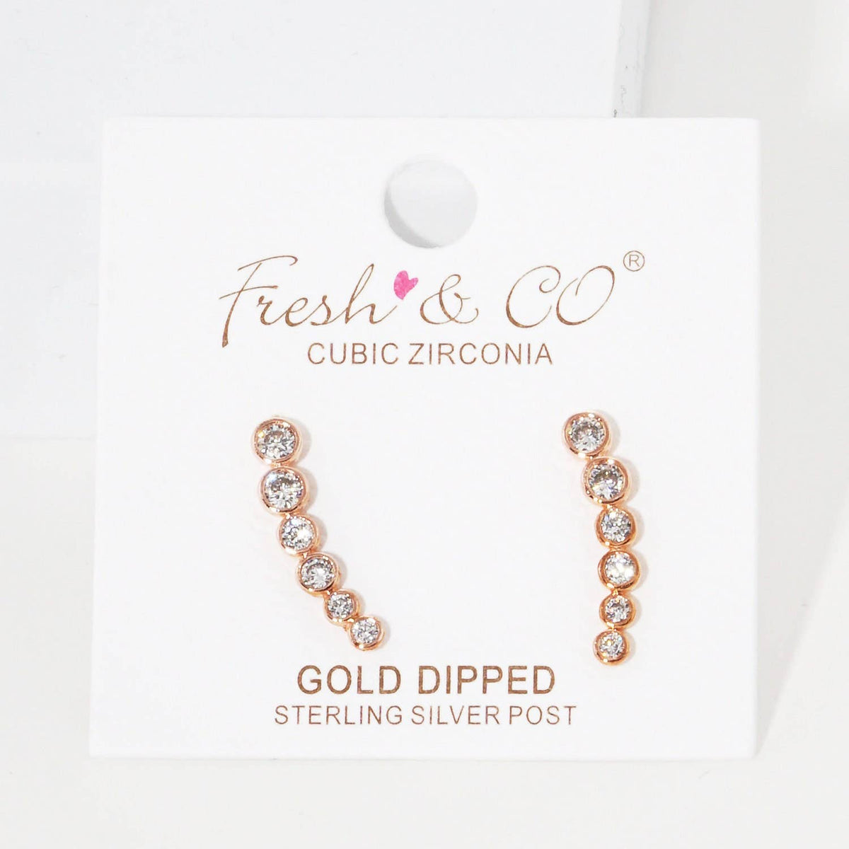 Gold Cubic Beaded Ear Crawler Earrings