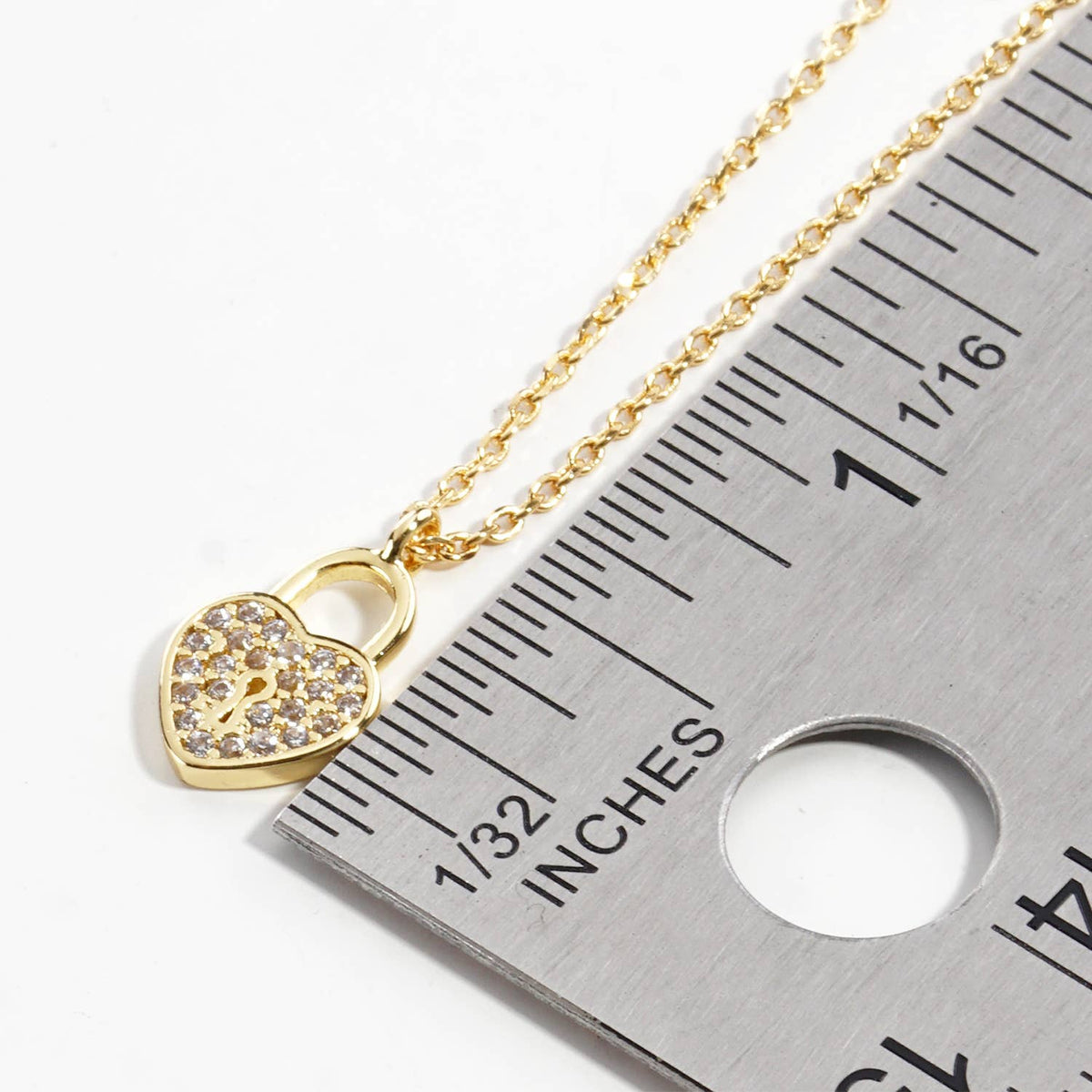 Cubic Zirconia Pavé Heart Lock Pendant Necklace