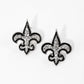 Gold Plated Cubic Bold Fleur De Lis Stud Earrings