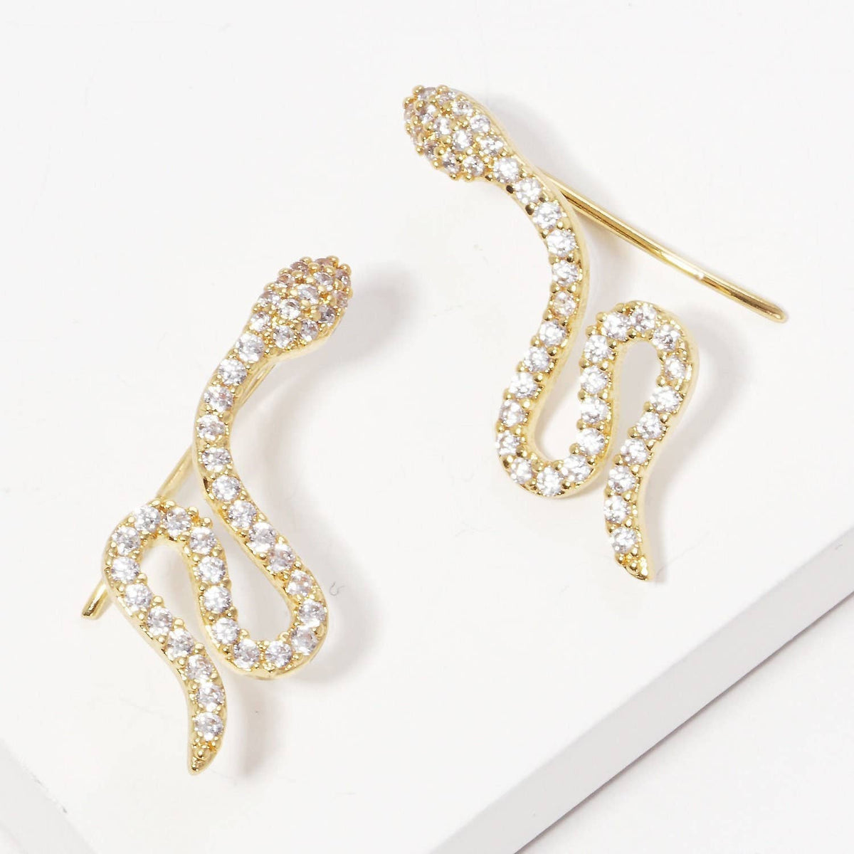 Gold Plated Serpent Ear Climber Earrings