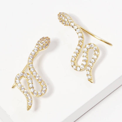 Gold Plated Serpent Ear Climber Earrings