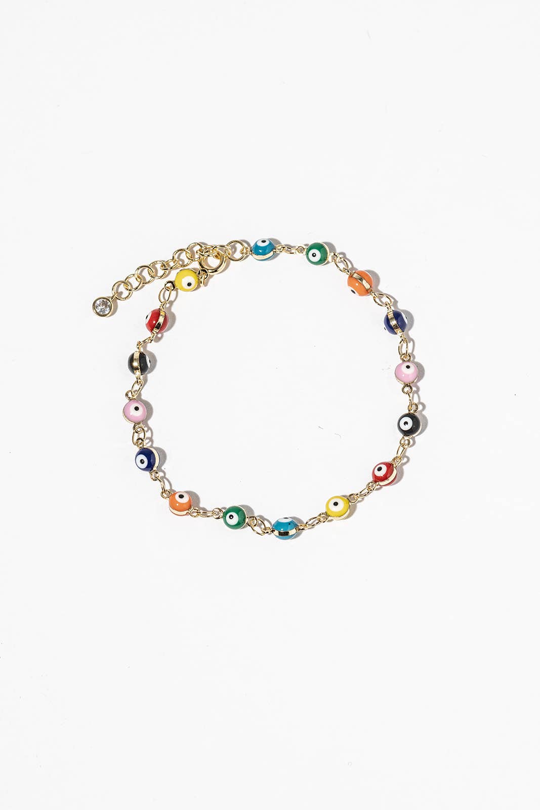 Multi-Color Enamel Evil Eye Station Bracelet