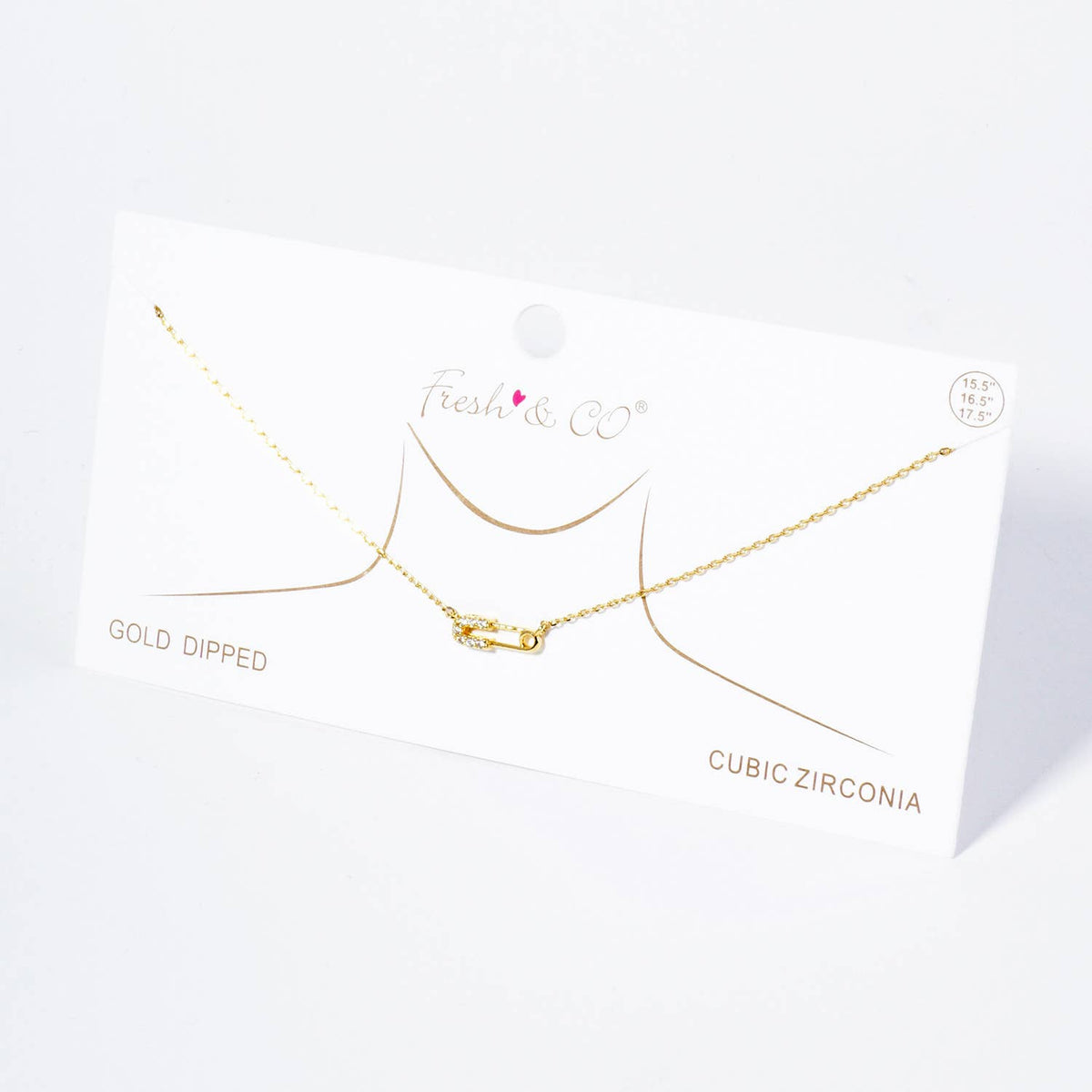 Cubic Zirconia Petite Safety Pin Pendant Necklace