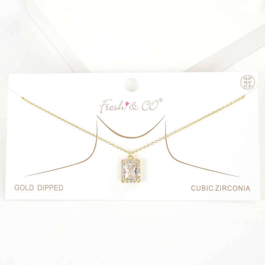 Gold Plated Emerald-Cut Cubic Necklace
