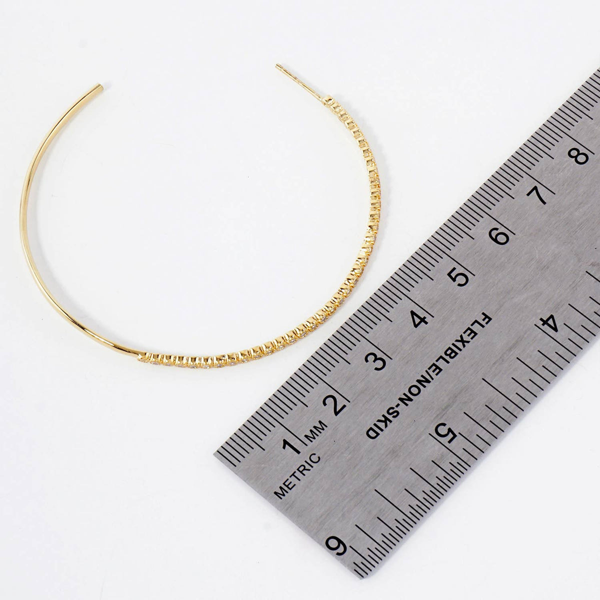 60mm Hoop Earrings with Half CZ Stone Accents Earring.