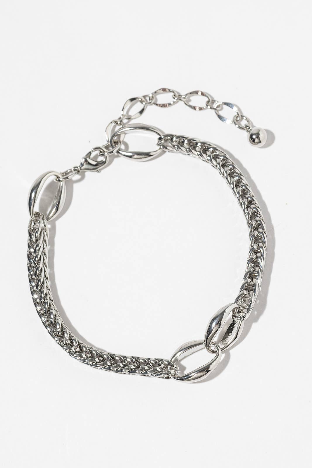 Mixed Link & Wheat Chain Anklet - 14K Gold/White Gold Dipped