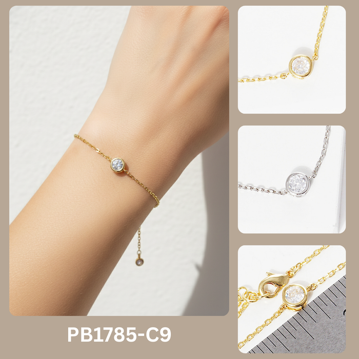 Minimalist Bezel-Set Solitaire Charm Bracelet