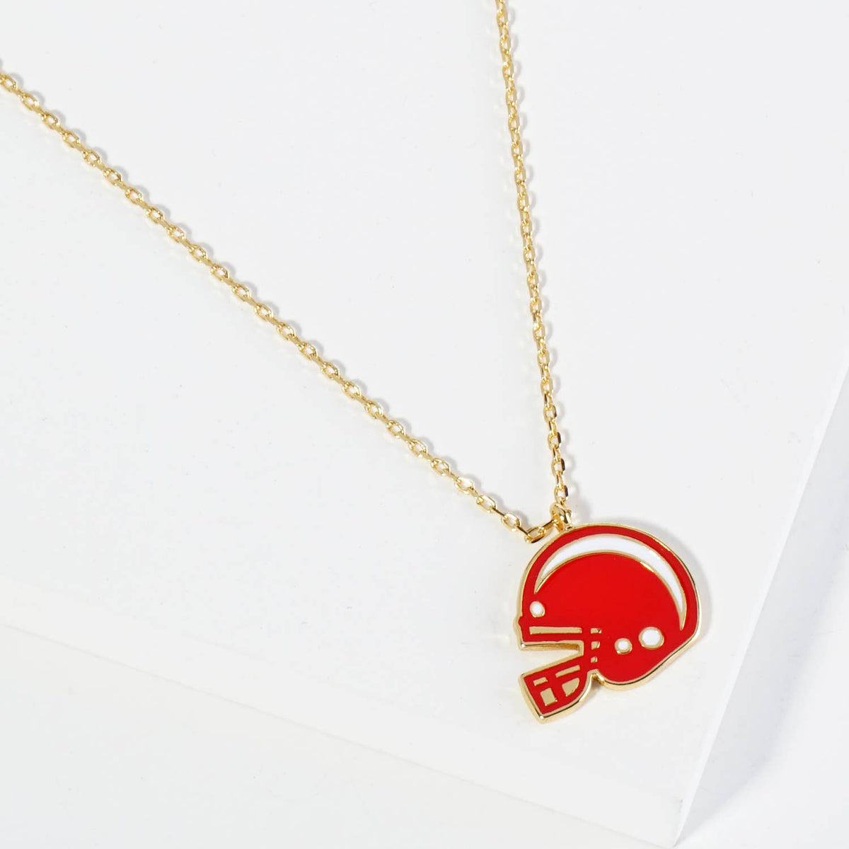 18K GOLD ENAMEL FOOTBALL HELMET PENDANT GAME DAY NECKLACE