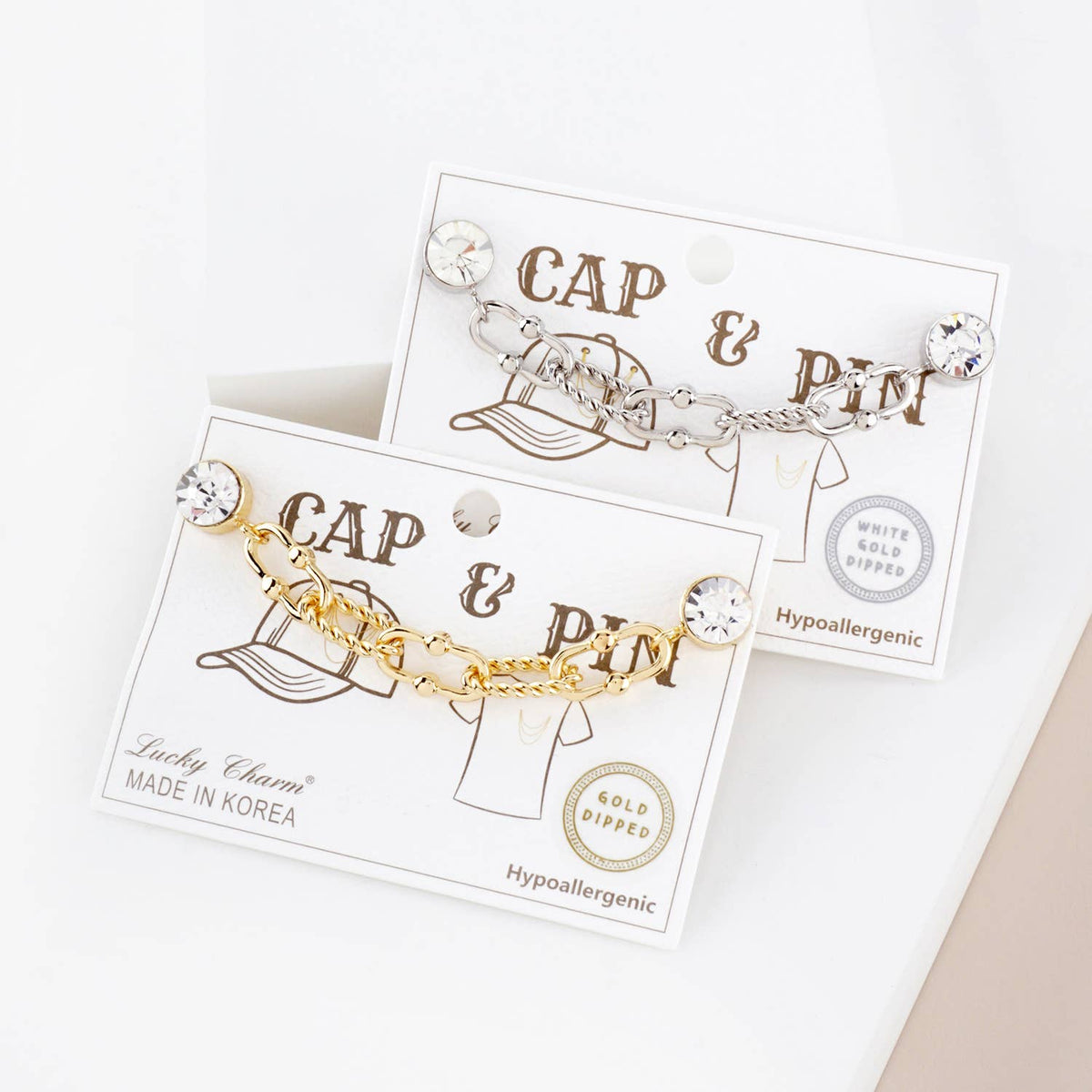 Crystal "Cap & Pin" Chain Brooch Accessory