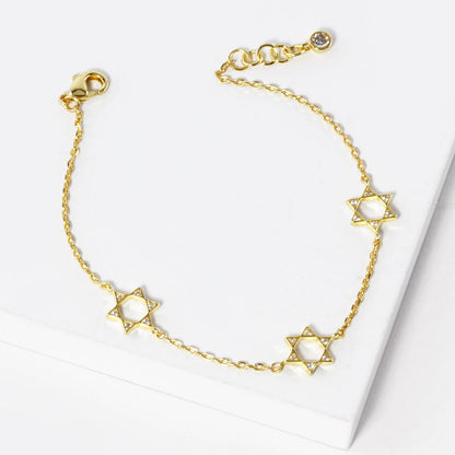 Celestial Star Station Bracelet with Cubic Zirconia Accents