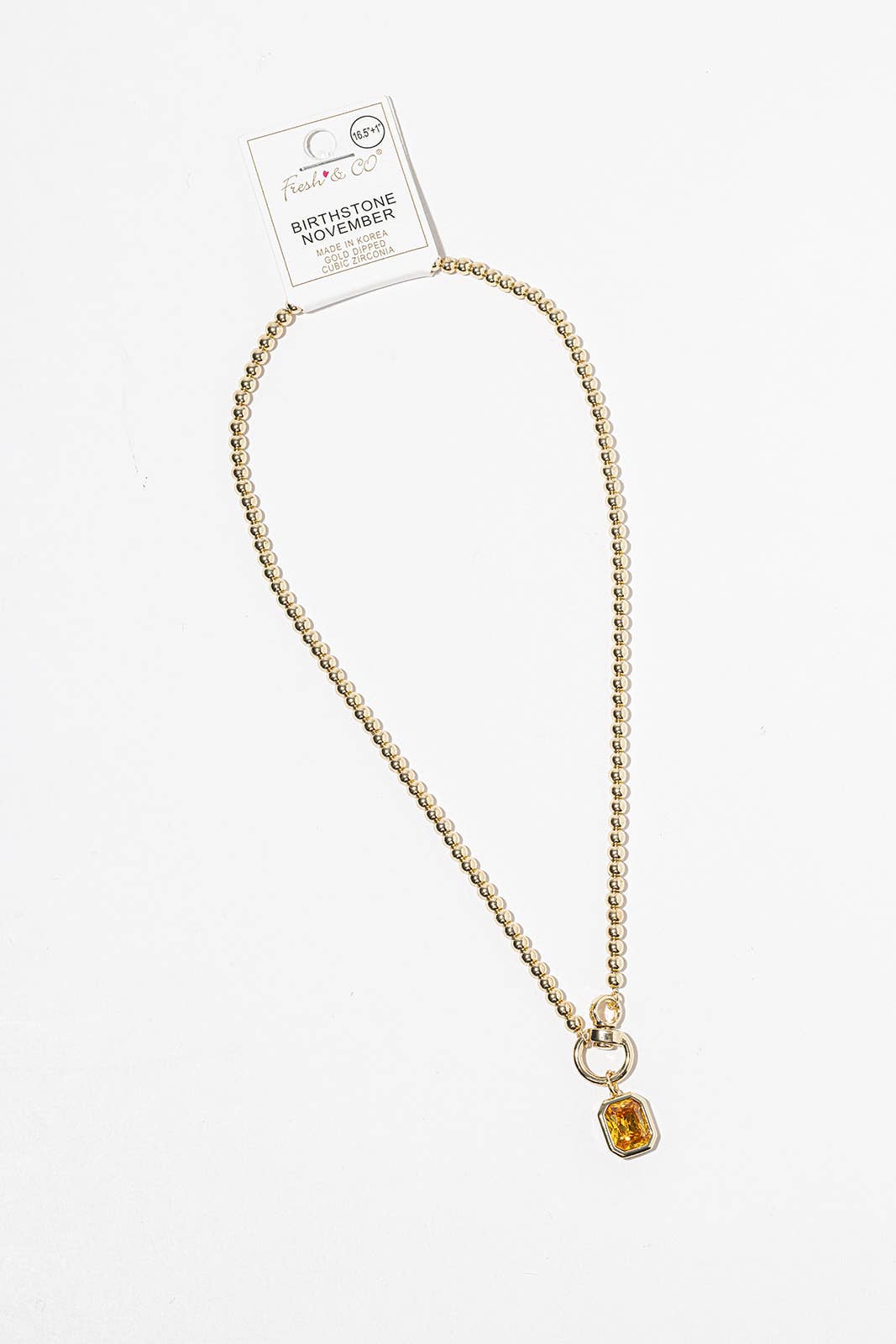 Birthstone Pendant Necklace – Gold-Dipped Ball Chain
