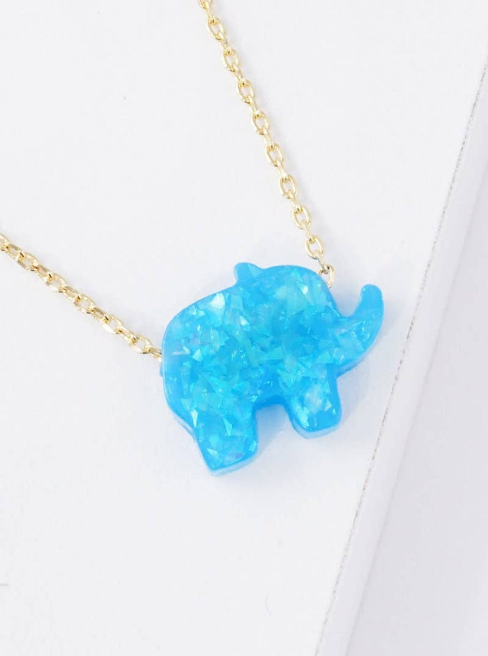 Gold Plated Opal Elephant Necklace