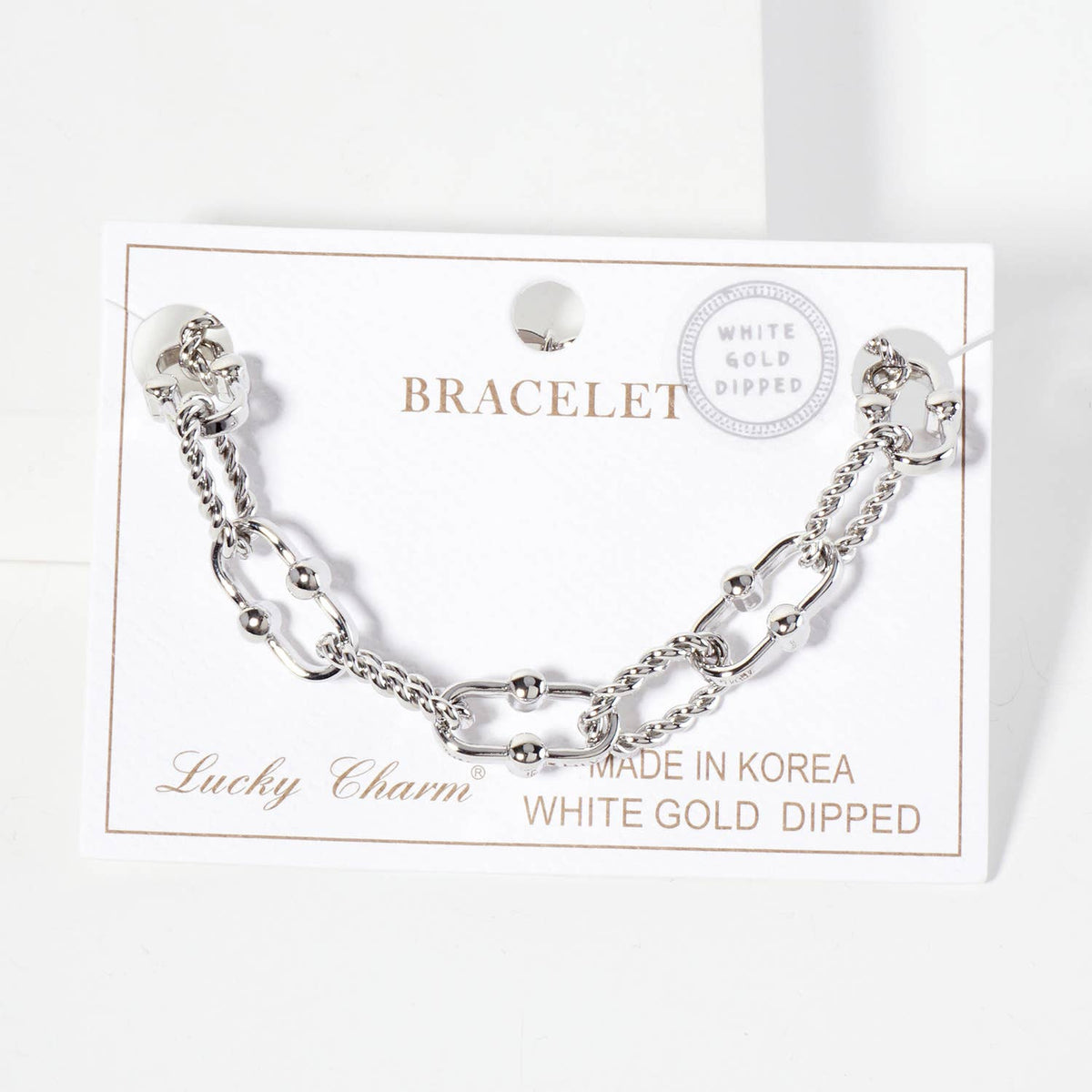 Mixed Texture U-Link Chain Bracelet