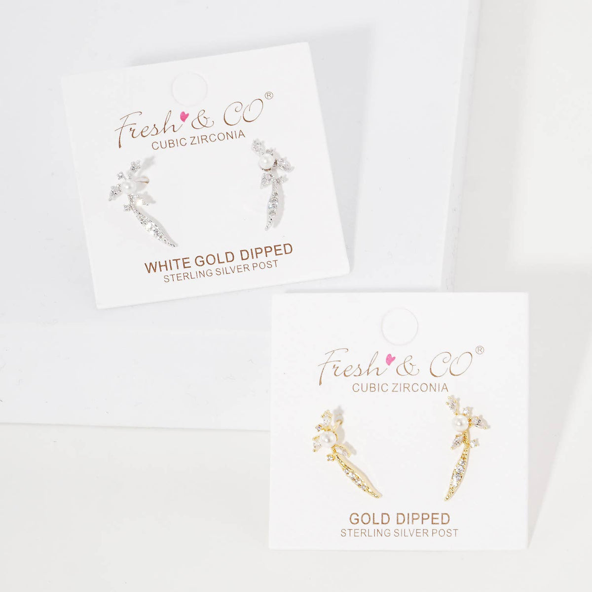 Pearl & Cubic Zirconia Ear Crawlers