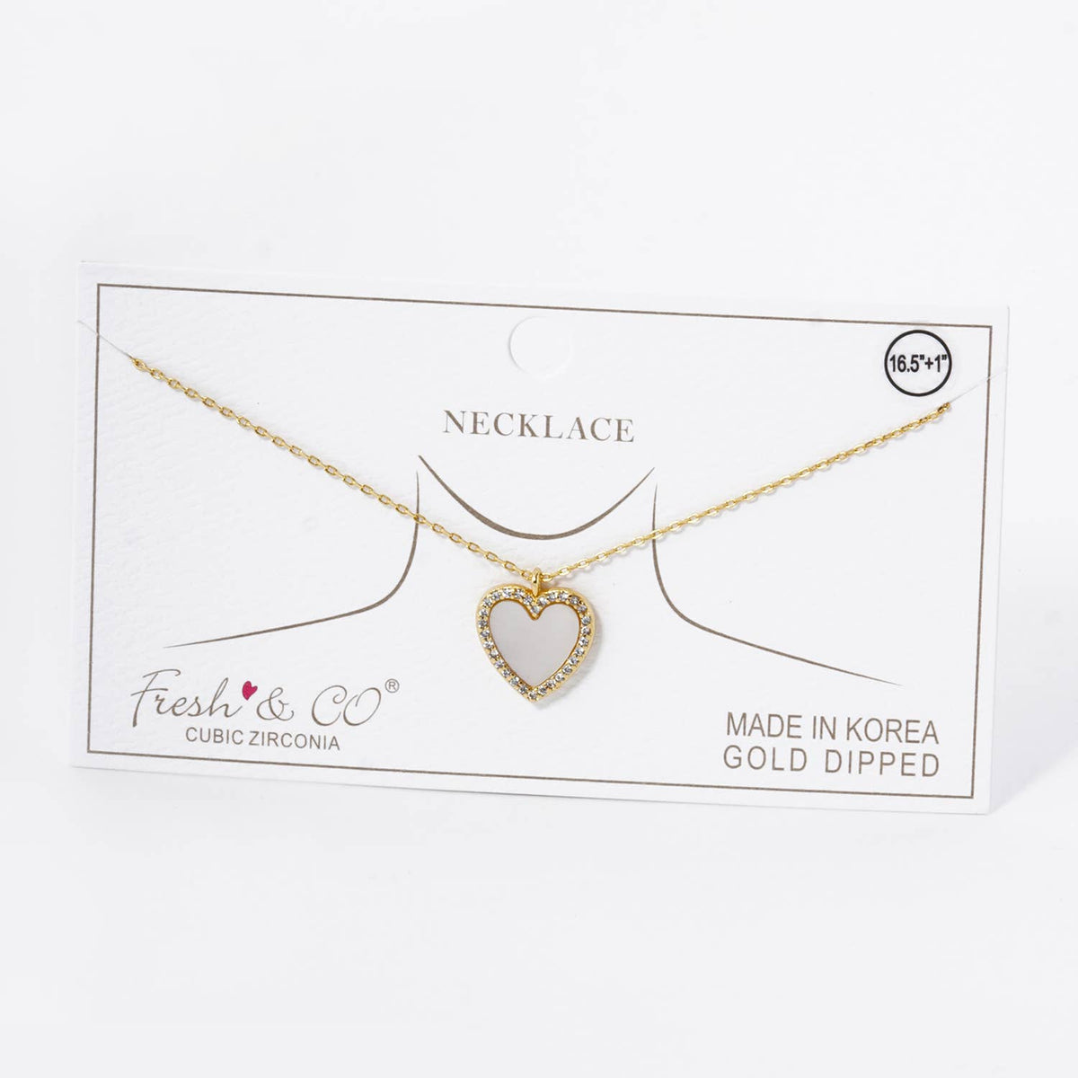 18K Gold Dipped 13mm Pave Set Cubic Zirconia Heart Necklace