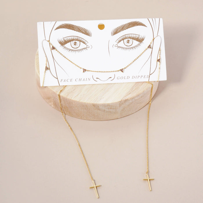 Satellite-Style Triangle & Cross Drop 18K-Gold-Dipped Face