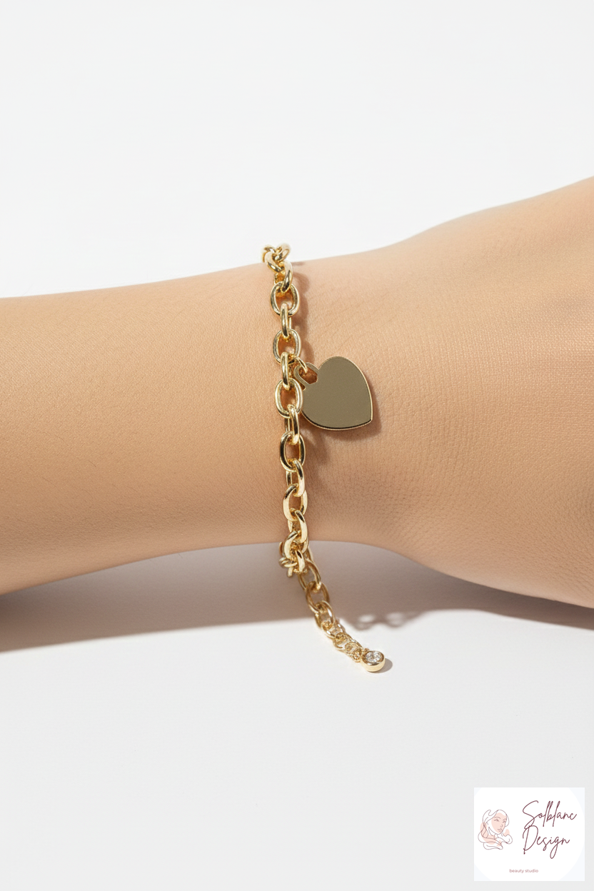 Magnetic Clasp Heart Charm Link Bracelet