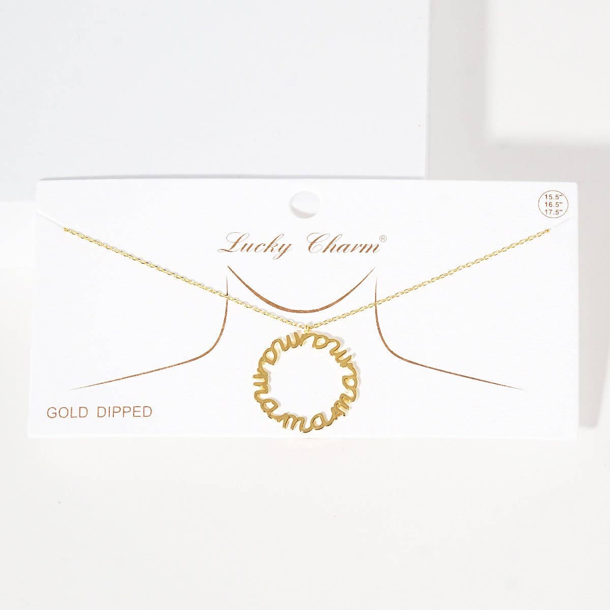 Gold Plated Round Mama Script Necklace