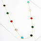 Clover Motif Long Station Necklace