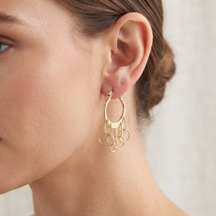 Multi-Ring Charm Huggie Hoop Earrings