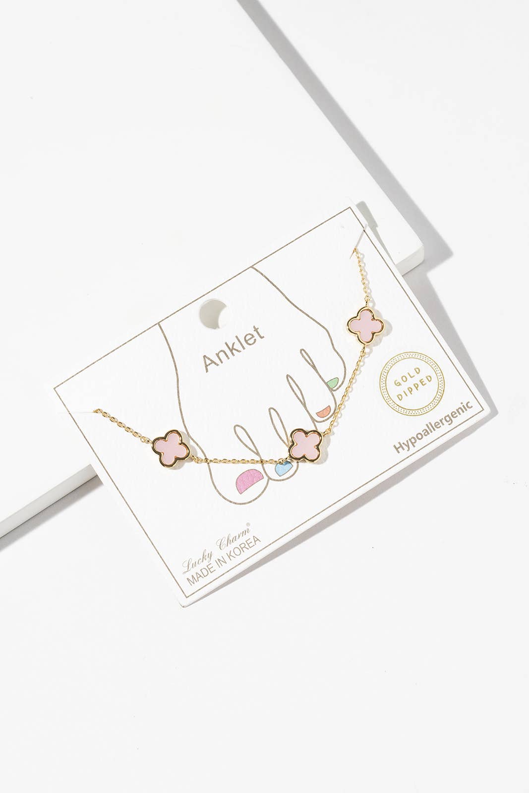 Lucky Charm Four-Leaf Clover Station Anklet - Multiple Color