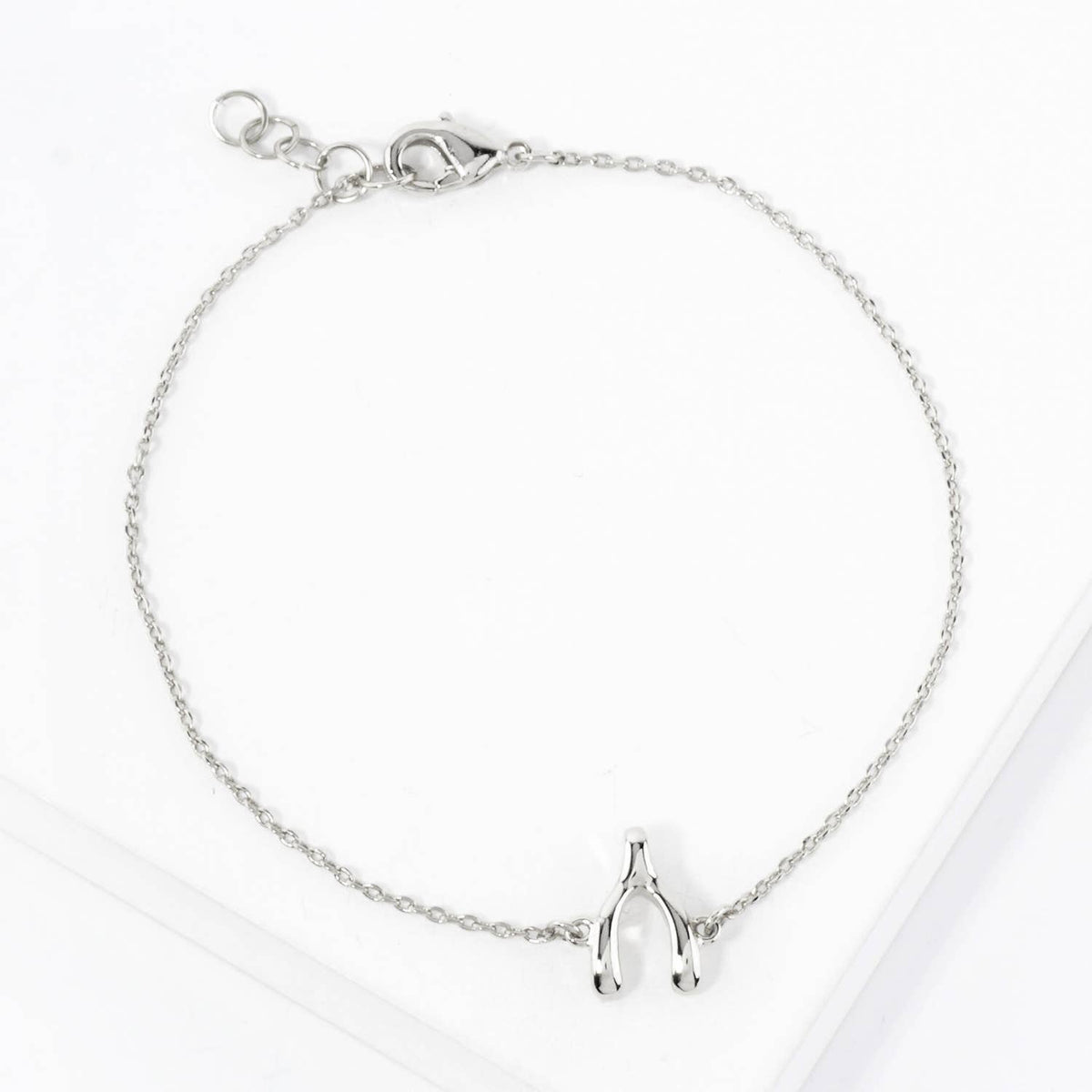 Spiritual-Theme Polished Brass Wishbone Chain Bracelet.