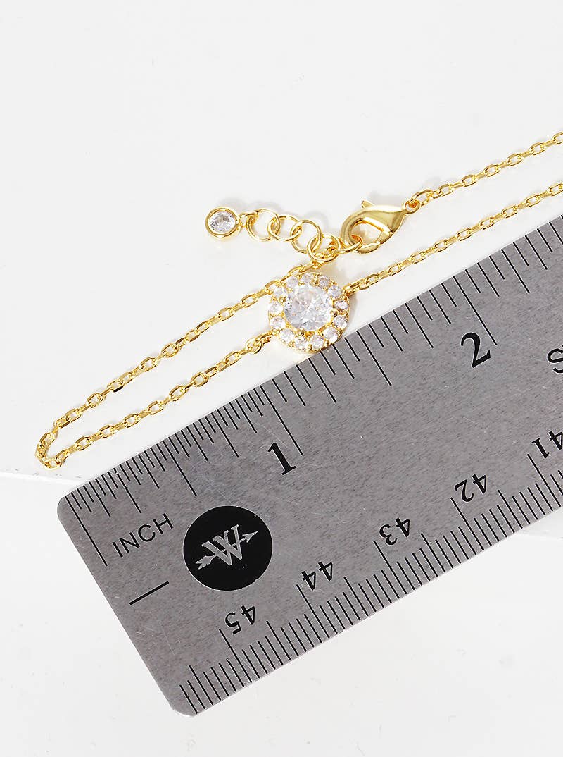 Cubic Zirconia Halo Chain Bracelet