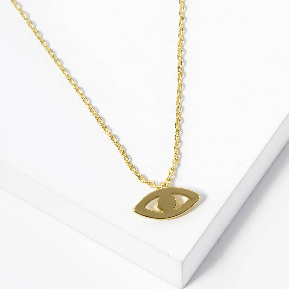 18K Gold Dipped Brass Evil Eye Pendant Necklace