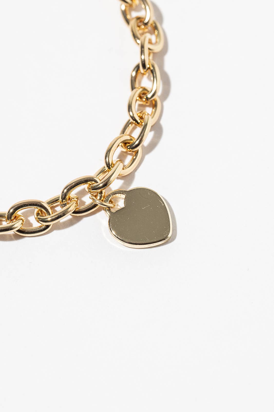 Chunky Link Heart Charm Bracelet with Easy Magnetic Clasp