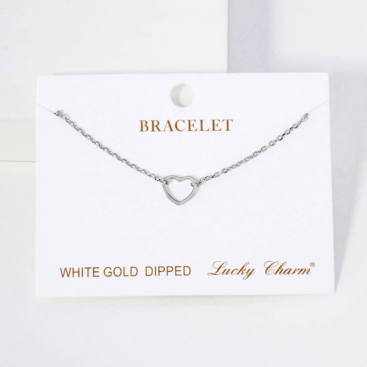 Polished Brass 10mm Cutout Heart  Chain Bracelet