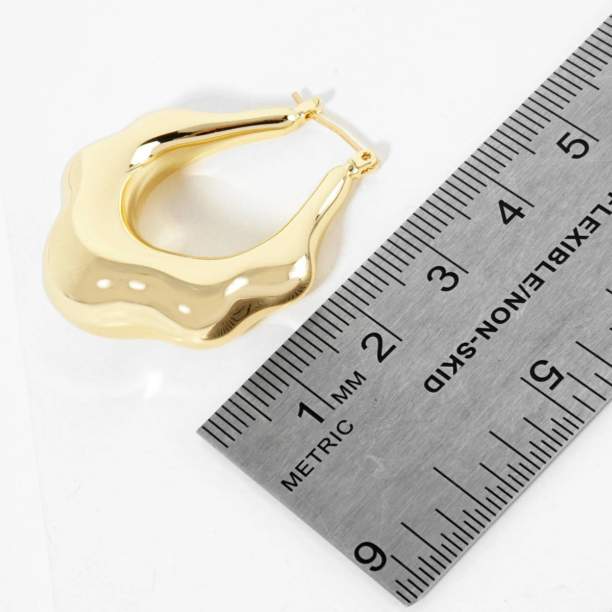 18K Gold Dipped Organically Shaped 35mm Latchback Hoop