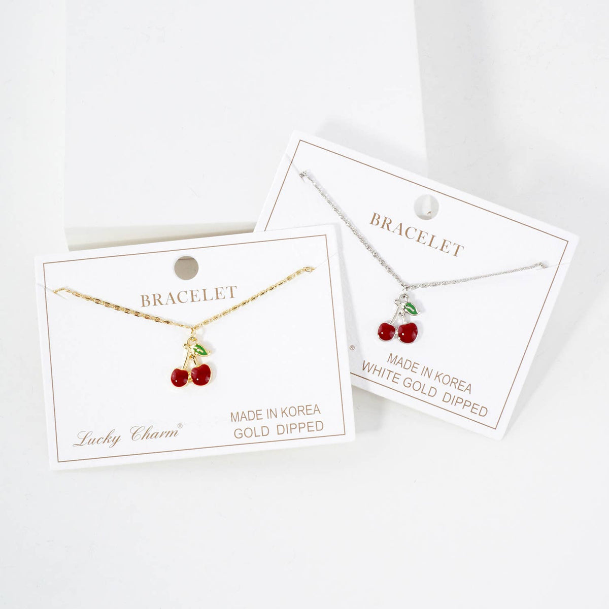 Enamel Cherry Charm Bracelet.