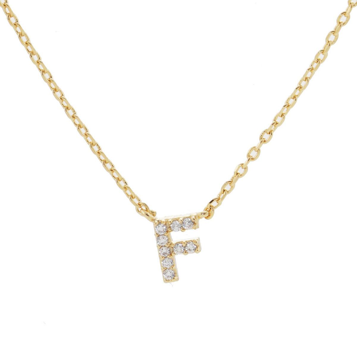 18K Gold Dipped Micro CZ Pave Initial Pendant Necklace