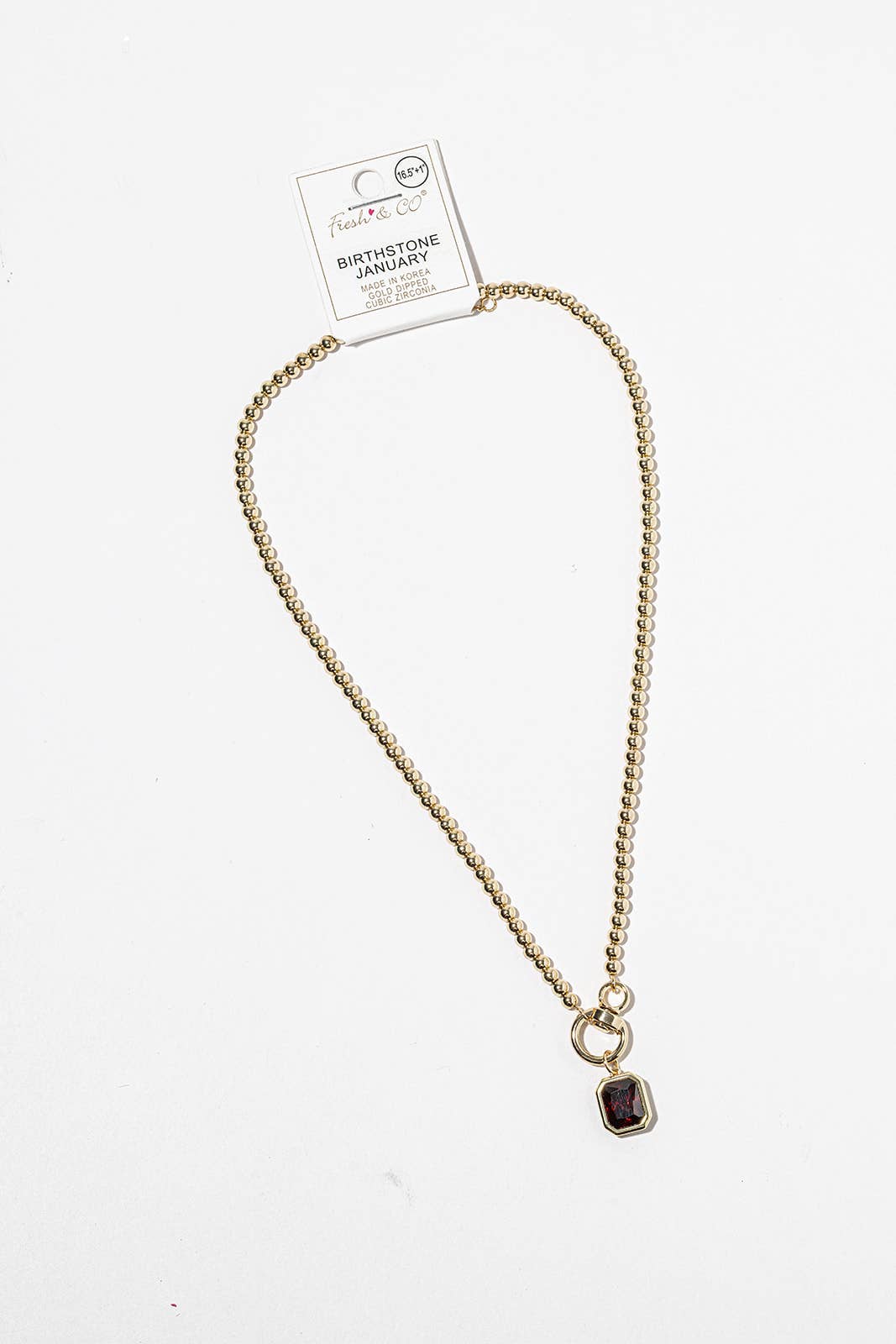 Birthstone Pendant Necklace – Gold-Dipped Ball Chain