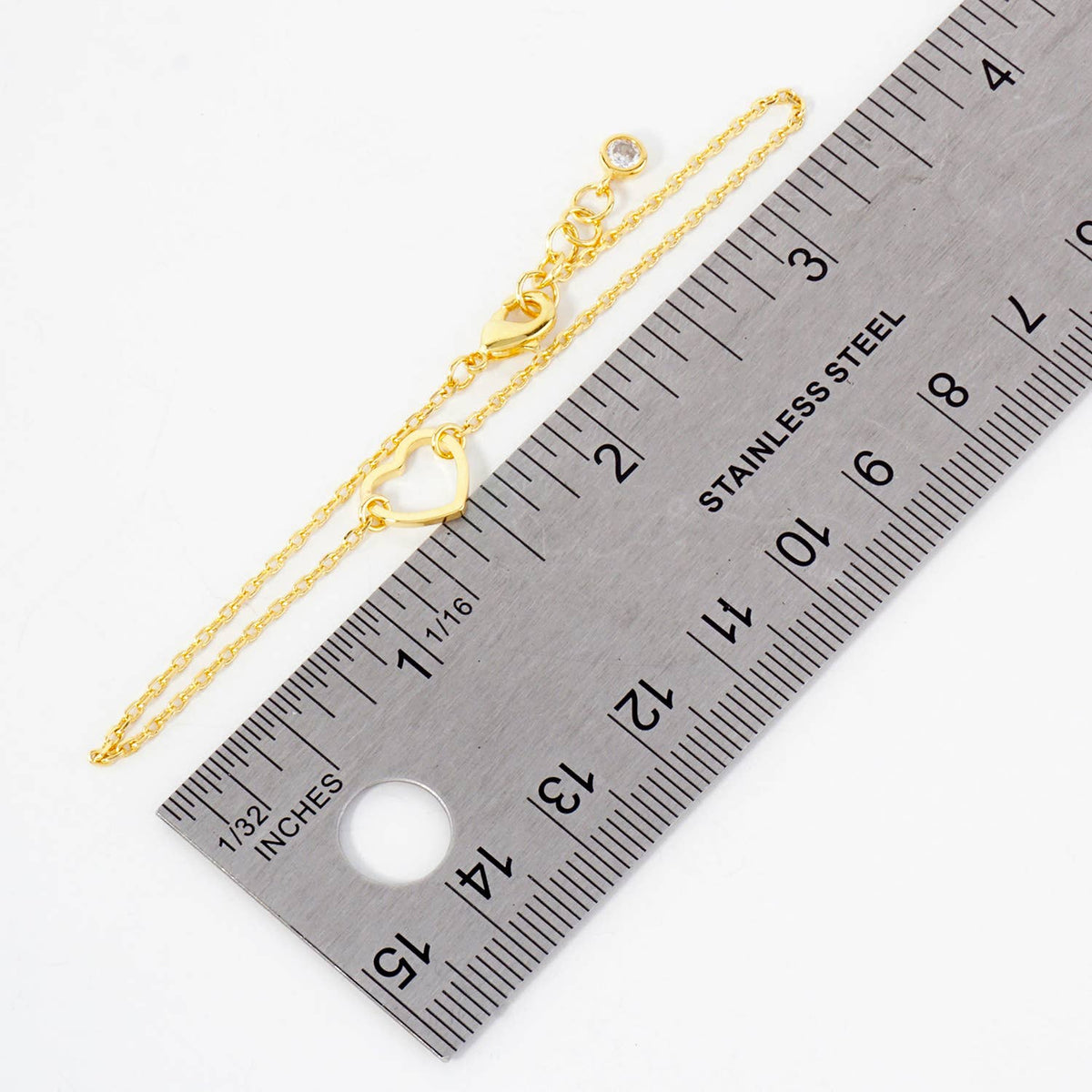 Polished Brass 10mm Cutout Heart  Chain Bracelet