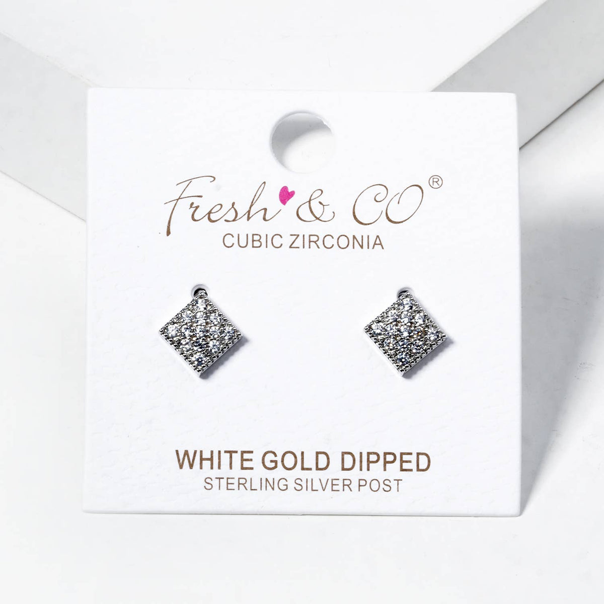 18K Gold Dipped CZ Pave Rhombus Stud Earrings