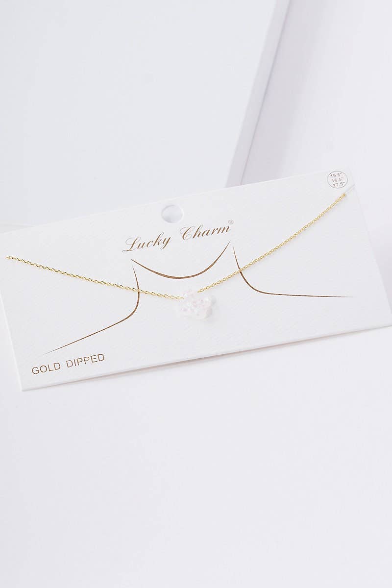 Gold Plated Opal Four Leaf Clover Necklace