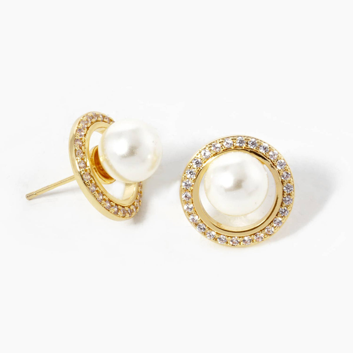 Freshwater Pearl Ring Stud Earrings
