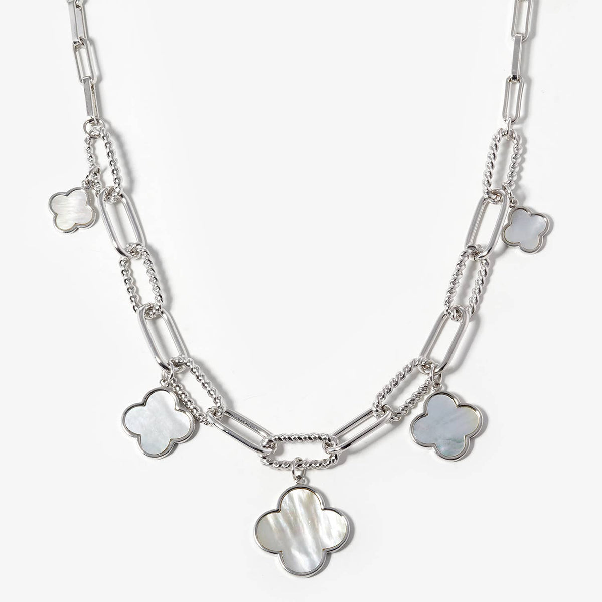 Four-Leaf Clover Charm Link Chain Necklace