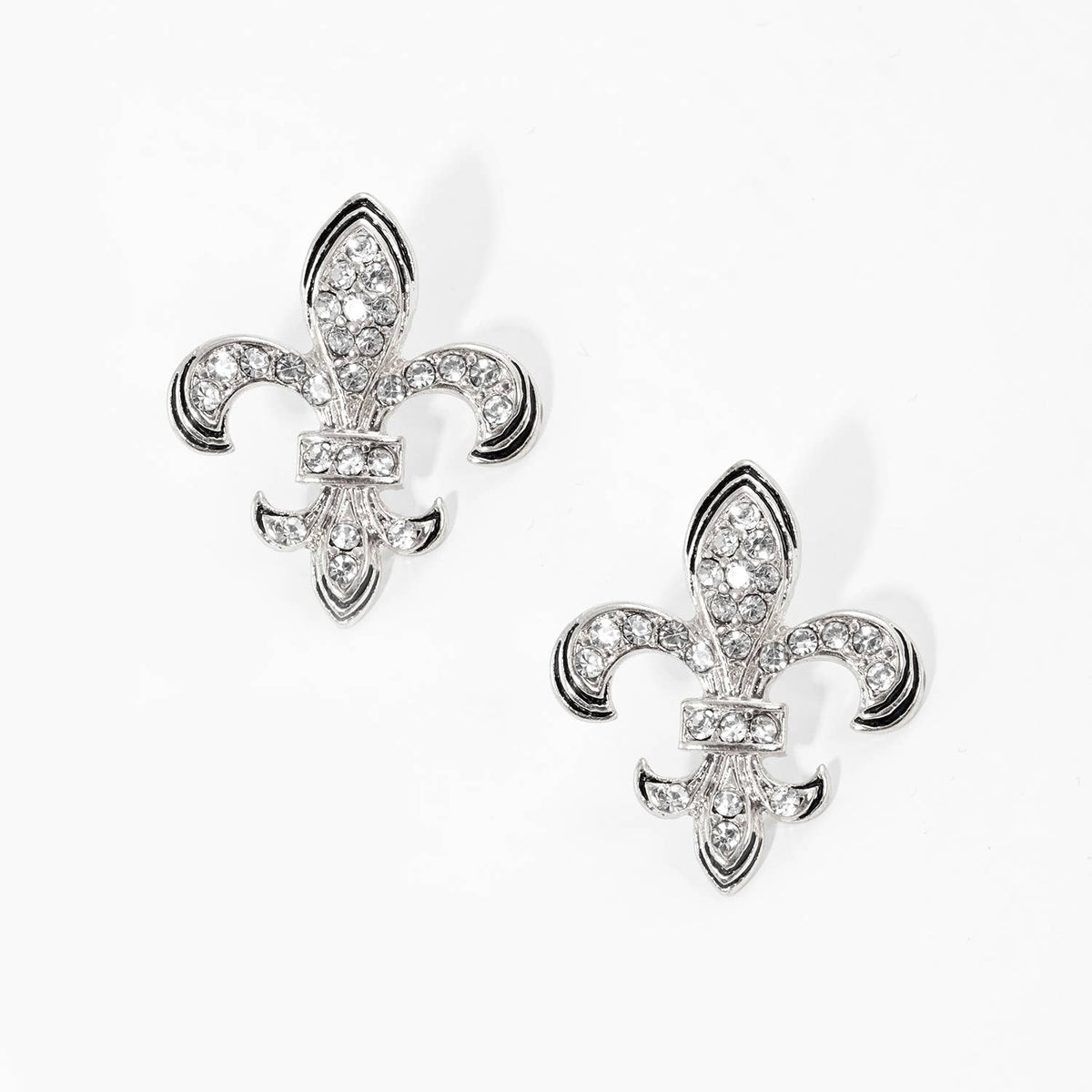 Gold Plated Cubic Fleur De Lis Earrings