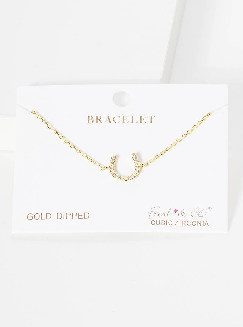 Minimalist Pavé Horseshoe Charm Bracelet