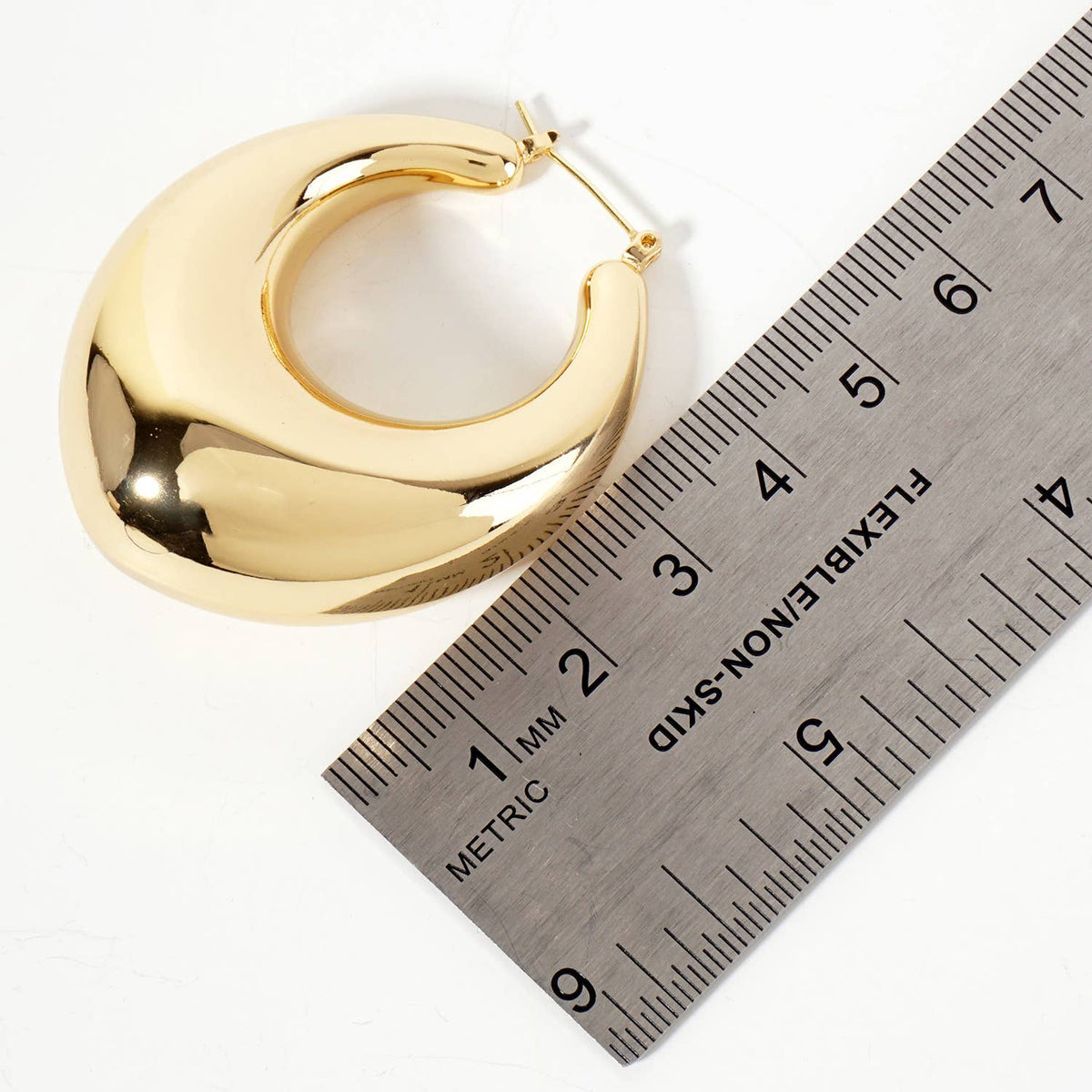 Polished Brass Hollow Tapered Round Tube Hoop Earrings