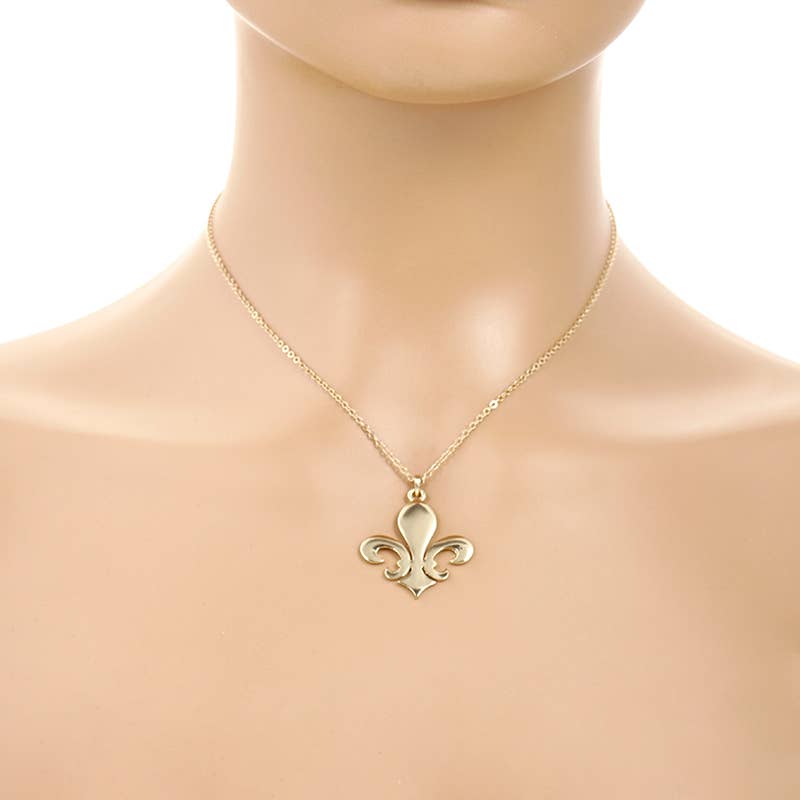 Gold Plated Simple Fleur De Lis Necklace