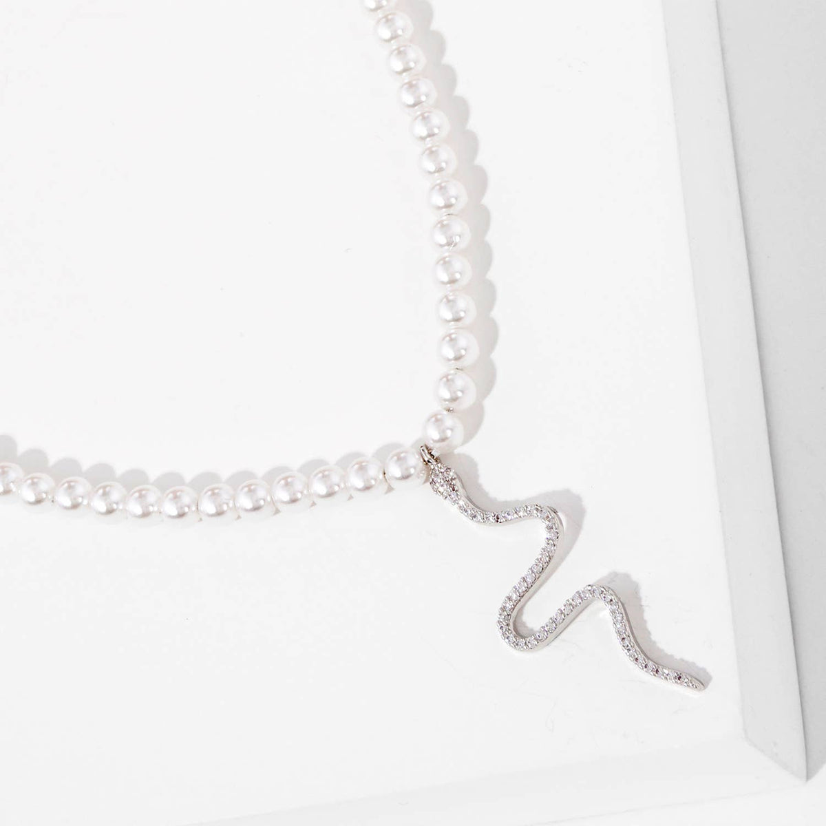 Gold Plated Pearl Snake Necklace