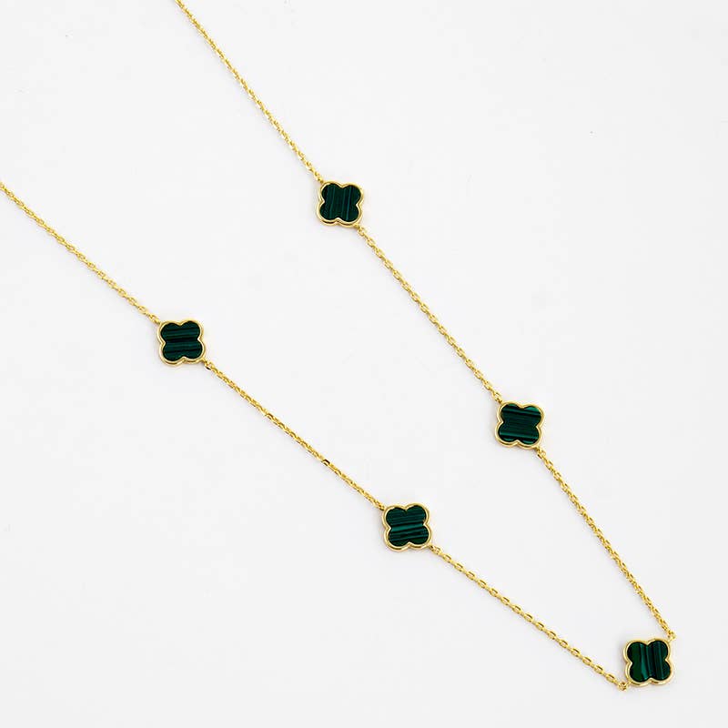 5 Semi-Precious Quatrefoil Pendant 24 Inch Long Station