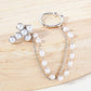 13mm Pearl Cross Stud and Ear Cuff Drape Chain Earring Set