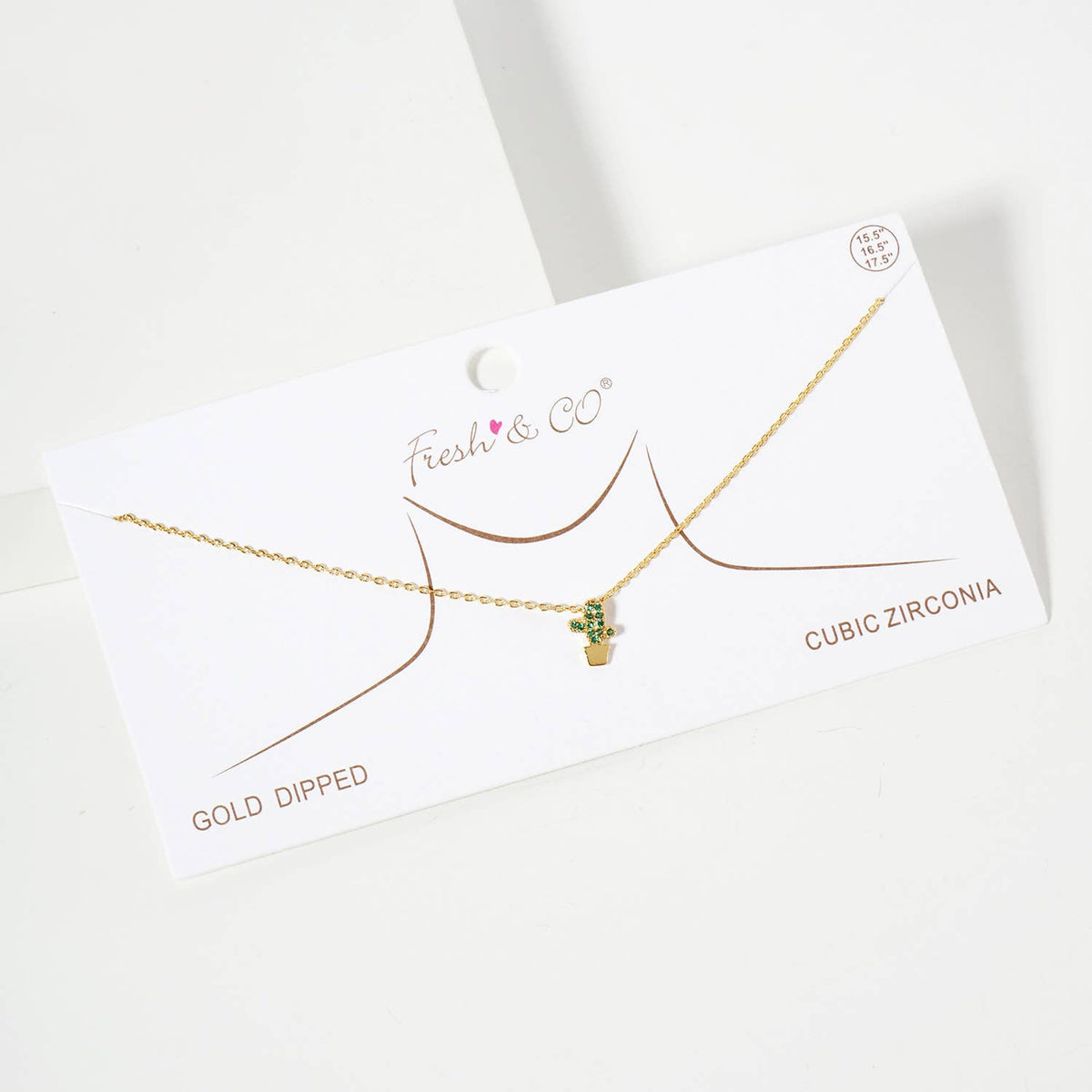 Minimalist Dainty Pave Cactus Pendant Necklace