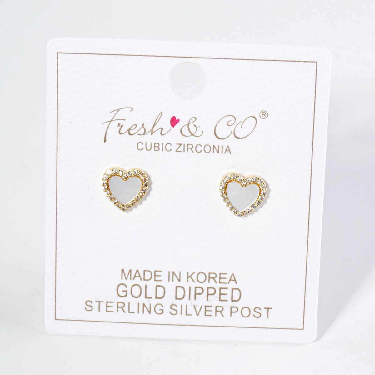 Heart Stud Earrings / 18K Gold Dipped Pave Set Cubic