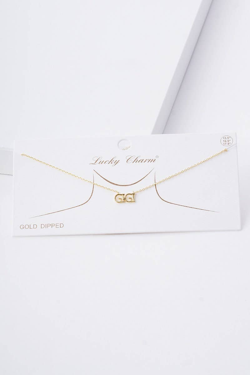 Gold Gigi Text Necklace
