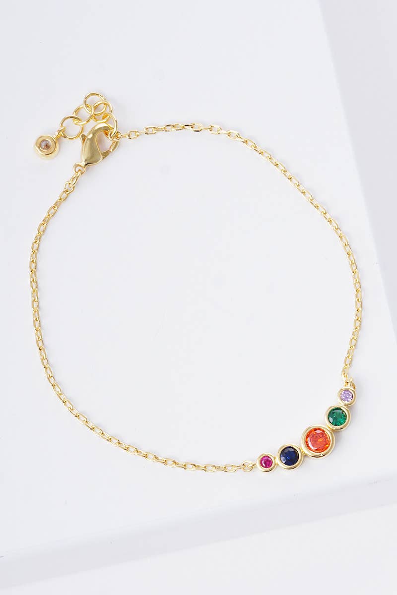 Graduated Bezel-Set Cubic Zirconia Chain Bracelet